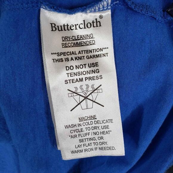 Buttercloth Shirt Mens Size Large L Long Sleeve Polo Blue Geometric Collared - Picture 11 of 12